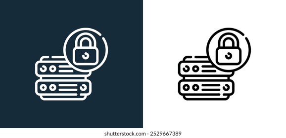 ícone do servidor isolado em cores brancas e pretas. contorno do servidor ícone vetorial linear da coleção de teclas e bloqueios para aplicativos móveis, web e interface do usuário.