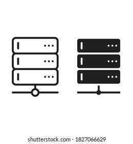 Server icon, line and glyph style. A server is a computer system that provides certain types of services in a computer network. Vector illustration. Design on white background. EPS 10
