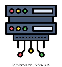 Ícone do servidor Ilustração de vetor de design de cor linear