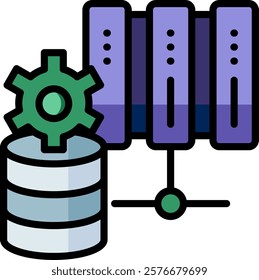 Server Icon Lineal Color Vector Illustration