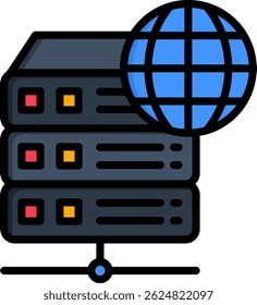 Server Icon Lineal Color Vector Illustration