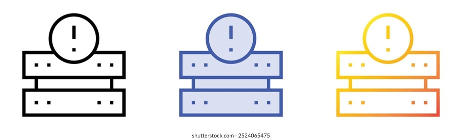 Serversymbol. Lineares, blaues Füllungs- und Farbverlauf-Design einzeln auf weißem Hintergrund