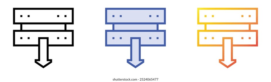 Serversymbol. Lineares, blaues Füllungs- und Farbverlauf-Design einzeln auf weißem Hintergrund