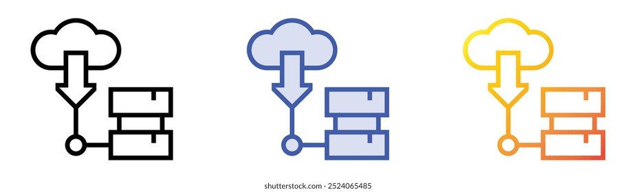 server icon. Linear, Blue Fill and Gradient Style Design Isolated On White Background