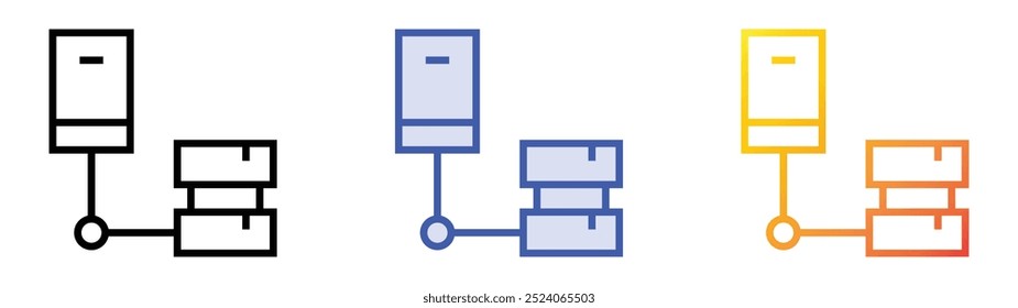 server icon. Linear, Blue Fill and Gradient Style Design Isolated On White Background