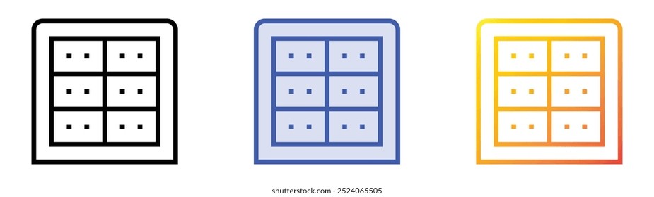 Serversymbol. Lineares, blaues Füllungs- und Farbverlauf-Design einzeln auf weißem Hintergrund