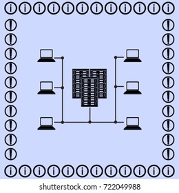 Server icon, network vector illustration