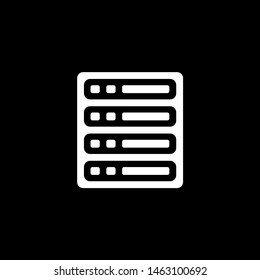 Server Icon On Black Background. Black Flat Style Vector Illustration.