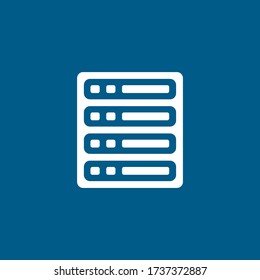 Server Icon On Blue Background. Blue Flat Style Vector Illustration.