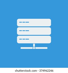server icon, on blue background, white outline, large size symbol