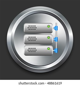 Server Icon on Metal Internet Button Original Vector Illustration