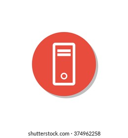server icon, on white background, red circle border, white outline
