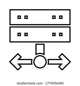 Server icon, outline vector sign, linear style pictogram isolated on white. Symbol, logo illustration. Editable stroke. Eps10 vector illustration.