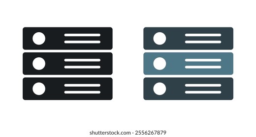 Server icon set in black and colored versions.