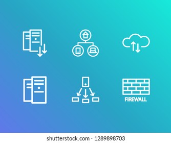 Server icon set and data center with server scaling, cloud storage and firewall. Brickwork related server icon vector for web UI logo design.