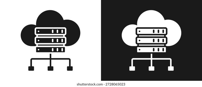 Icono De Servidor Conjunto De Glifos En Fondo Blanco Y Negro
