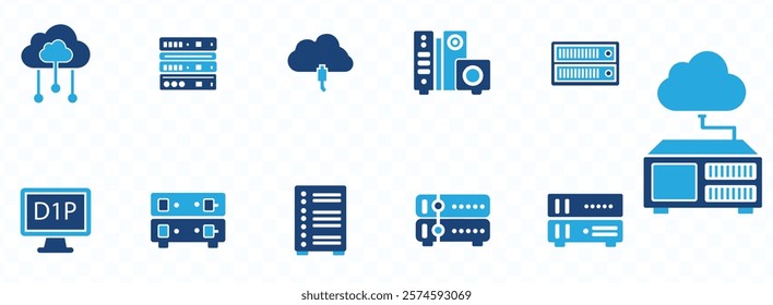 Server icon set. Hosting database symbol vector illustration.