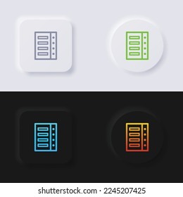 Server icon set, Multicolor neumorphism button soft UI Design for Web design, Application UI and more, Icon set, Button, Vector.