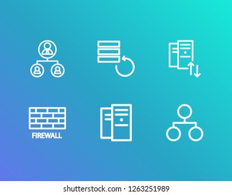 Server icon set and network with data center, data backup and hr system. Data recovery related server icon vector for web UI logo design.