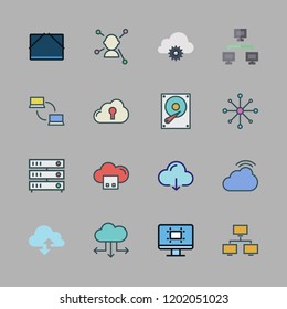 server icon set. vector set about file storage, data storage, network and networking icons set.