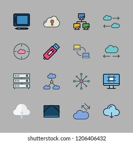 server icon set. vector set about networking, file storage, cloud computing and technological icons set.