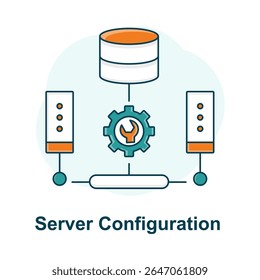 Ícone de servidor de TI, Ilustração de configurações de servidor, Servidor de dados, Infraestrutura de hospedagem, Gerenciamento de servidor, Hospedagem de back-end, Ícone de administrador técnico