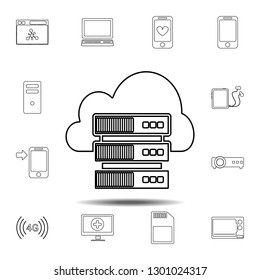 Server icon. Simple thin line, outline vector element of Technology icons set for UI and UX, website or mobile application