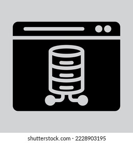 Server icon in solid style about browser, use for website mobile app presentation