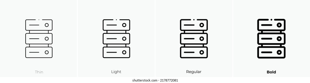 server icon. Thin, Light Regular And Bold style design isolated on white background