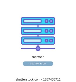 server icon vector illustration. server icon lineal color design.