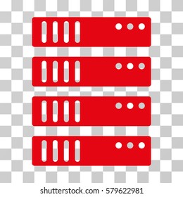 Server icon. Vector illustration style is flat iconic symbol, red color, transparent background. Designed for web and software interfaces.
