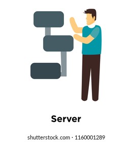 Server icon vector isolated on white background, Server transparent sign , standing human or people cartoon character illustration