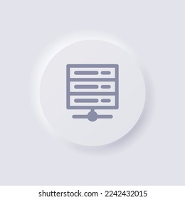 Icono de servidor, Neumorfismo blanco diseño de interfaz de usuario suave para diseño web, IU de aplicación y más, Button, Vector.