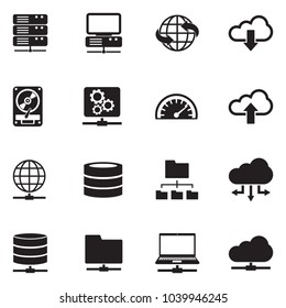 Server Icons. Black Flat Design. Vector Illustration. 