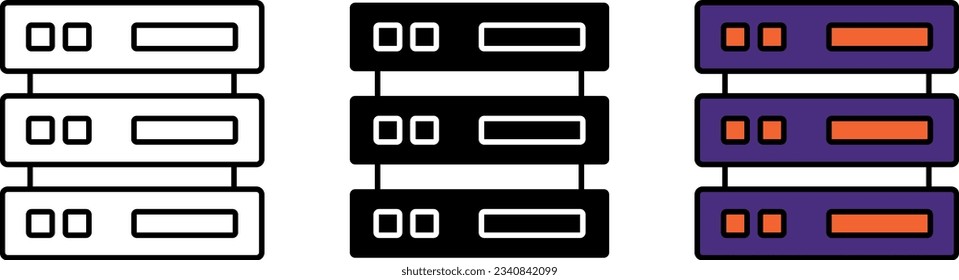 Server icons collection. Computer data server vector icon. Web Hosting symbol. Trendy Flat style for graphic design. Vector ilustration.