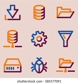 Iconos de servidor, serie de contorno de color
