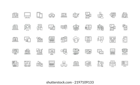 Iconos de servidor ilustración de concepto, iconos lineales, conjunto de signos de línea, colección de vectores