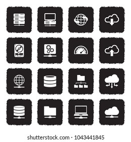 Server Icons. Grunge Black Flat Design. Vector Illustration.