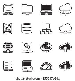 Server Icons. Line With Fill Design. Vector Illustration.