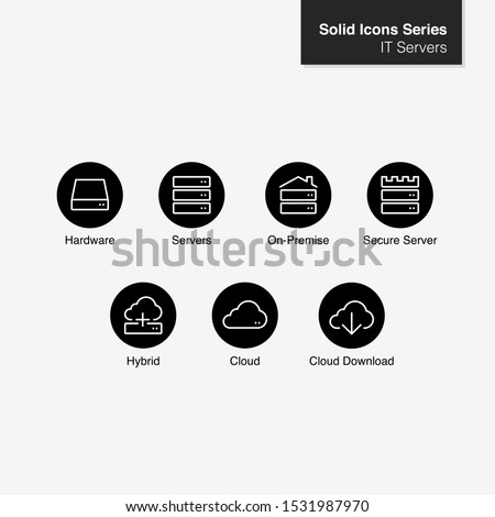 Server IT Icons. Server, On-Premise, Hybrid, Cloud - Vector Icon