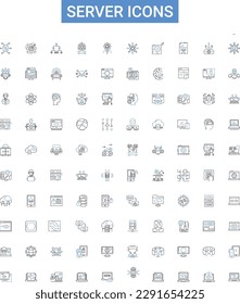 Server icons outline icons collection. Server, Icons, Network, Computing, System, Computer, Cloud vector illustration set. Machine, Data, Graphics line signs