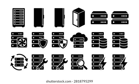 Server icons representing different functionalities for technology operations and cloud computing