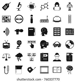 Server icons set. Simple style of 36 server vector icons for web isolated on white background