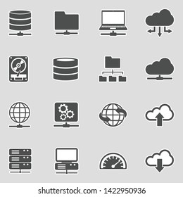 Server Icons. Sticker Design. Vector Illustration.