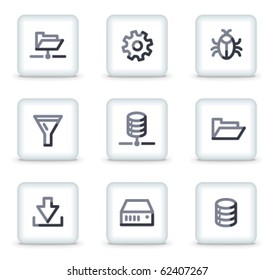 Server icons, white square glossy buttons