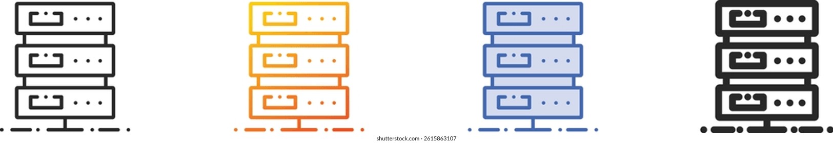 server icon.Thin Linear, Gradient, Blue Stroke and bold Style Design Isolated On White Background