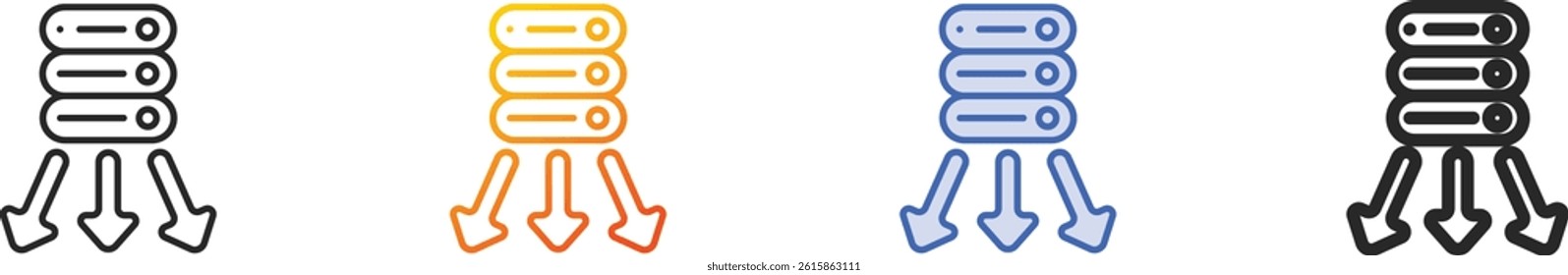 server icon.Thin Linear, Gradient, Blue Stroke and bold Style Design Isolated On White Background