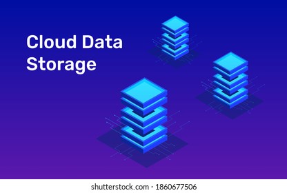 Server Illustration, Hosting server isometric vector illustration. Server, Digital space, Data storage, Data center, Big Date, Database, Data processing