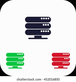 Server Illustration set. Blue, green, red icon.