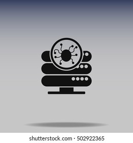 Server is infected by malware with virus vector icon